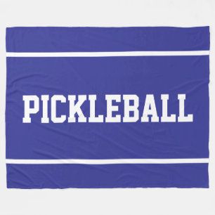 PICKLEBALL Kul Sportig Vita Ränder På Djupblå Fleecefilt