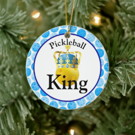 Pickleball Kung, Gult Pickleball War A Krona Julgransprydnad Keramik
