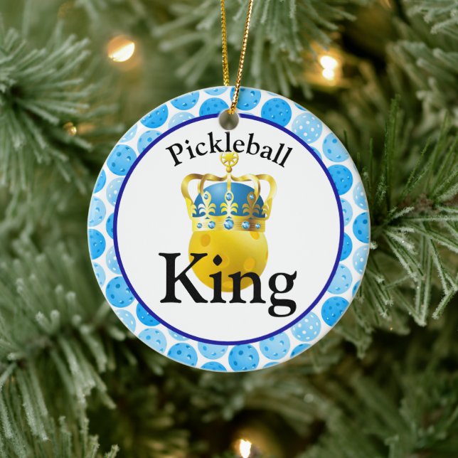 Pickleball Kung, Gult Pickleball War A Krona Julgransprydnad Keramik (Träd)