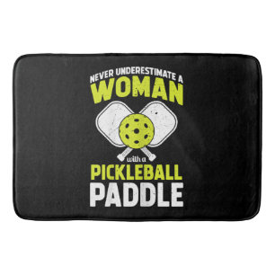 Pickleball Kvinna Roligt Pickleball Spelare Presen Badrumsmatta