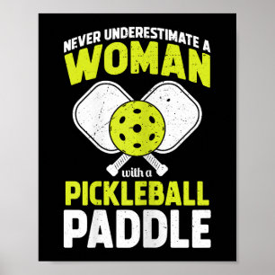Pickleball Kvinna Roligt Pickleball Spelare Presen Poster