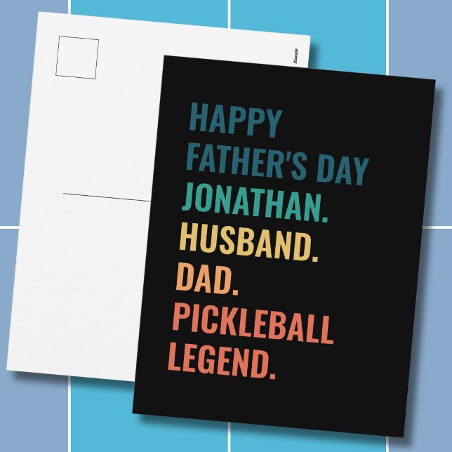 Pickleball Legend Personlig Fars Dag Helg Vykort (Personalize as required -  all text is editable, change the name, occasion, recipient or sport)