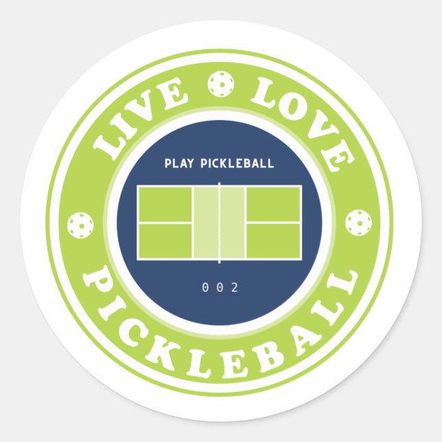 Pickleball: levande pickleball runt klistermärke (Framsida)