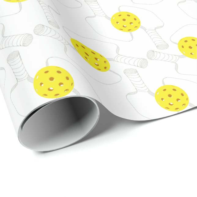 Pickleball Line Art Wrapping Paper Presentpapper (Rullad Hörn)