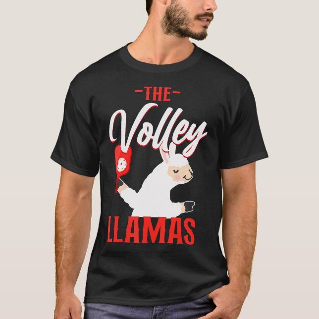 Pickleball Llama Volley Llamas T Shirt (Framsida)
