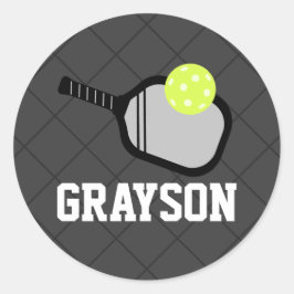 Pickleball Logotyp Black Namn Runt Klistermärke