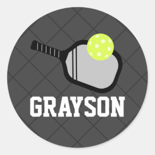 Pickleball Logotyp Black Namn Runt Klistermärke