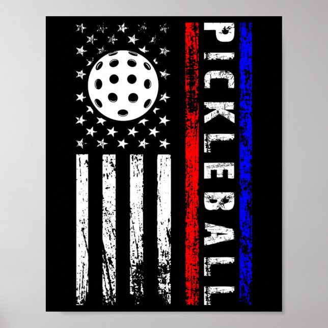 Pickleball Lovers 4th Of July American Flag Pickle Poster (Framsidan)