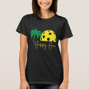 Pickleball LYCKLIG HOUR Huge Sunset Handflatan Trä T Shirt