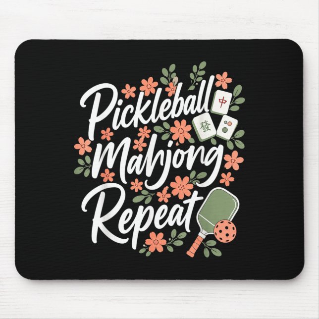 Pickleball Mahjong Upprepa Blomma Blommig Paddle Musmatta (Framsidan)