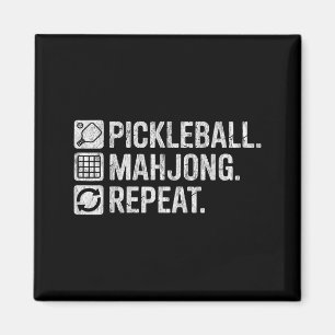 Pickleball mahjong upprepa rolig spelälskare citat magnet