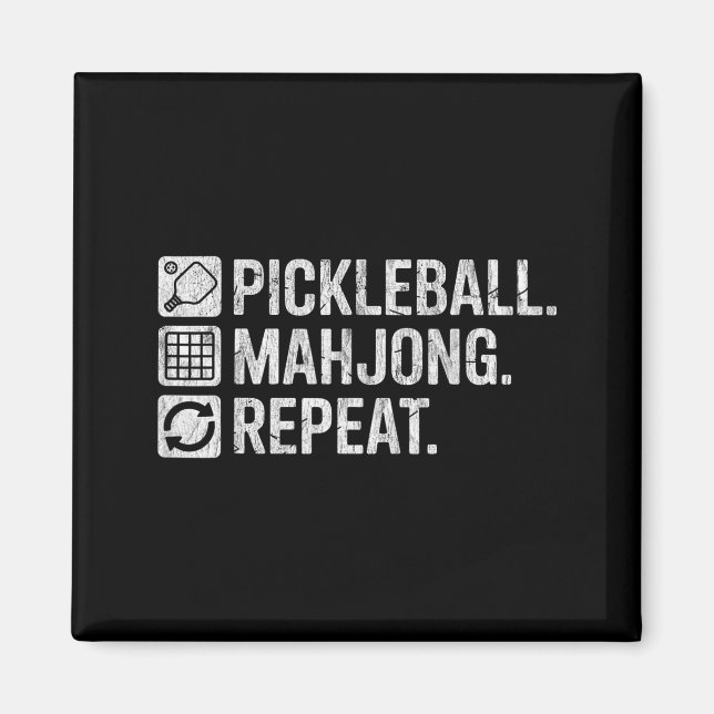 Pickleball mahjong upprepa rolig spelälskare citat magnet (Framsidan)
