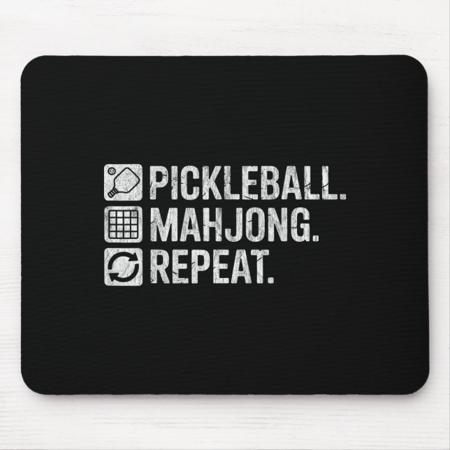 Pickleball mahjong upprepa rolig spelälskare citat musmatta (Framsidan)