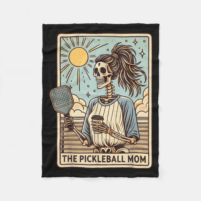 Pickleball-mamman tarotkort halloween-skelett fleecefilt (Framsidan)