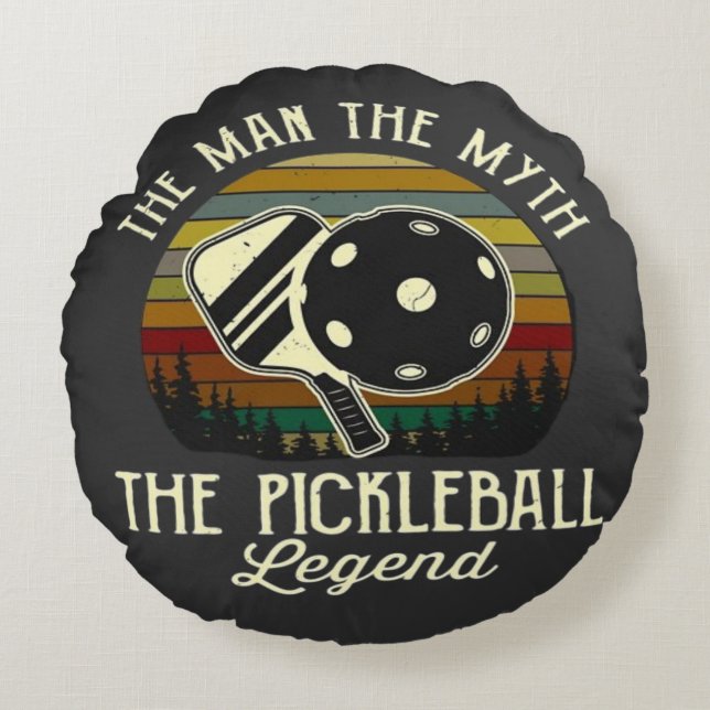 Pickleball- Mannen, Myten, Legenden  Rund Kudde (Framsidan)