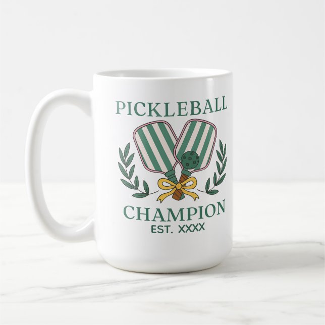 Pickleball Mästare Anpassat Etablerat År Kaffemugg (Vänster)