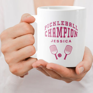 Pickleball Mästare Anpassat Namn Initialer Rosa Ku Jumbo Mugg