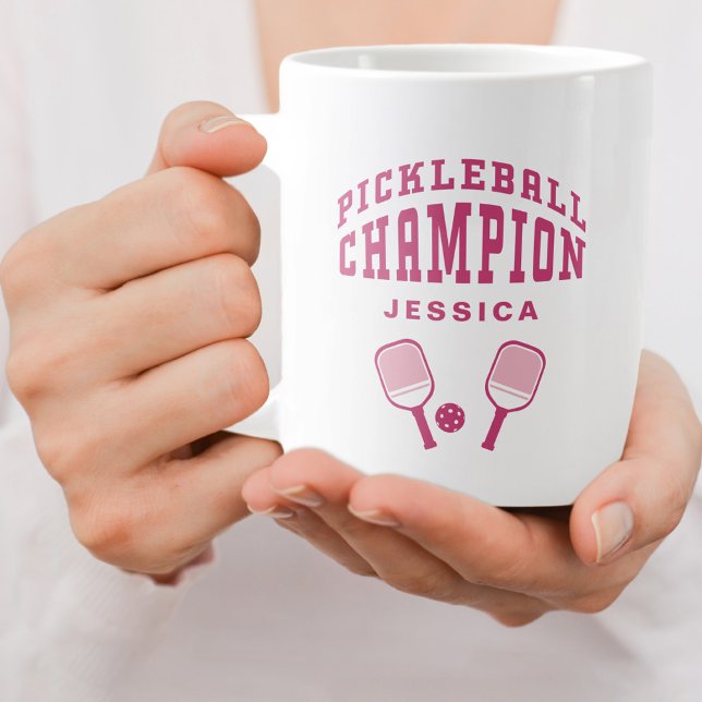 Pickleball Mästare Anpassat Namn Initialer Rosa Ku Jumbo Mugg (Pickleball Champion Custom Name Initials Pink Fun Giant Coffee Mug)