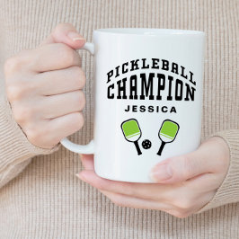 Pickleball Mästare Anpassat Namn Initialer Svart K Jumbo Mugg
