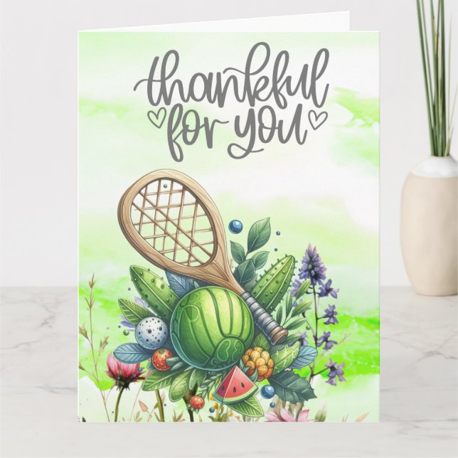 Pickleball med blommor tack kort (Framsida)