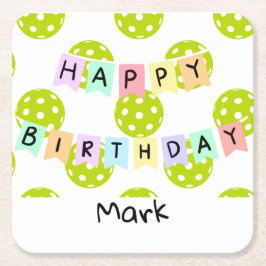 Pickleball med grattis på födelsedagen banderoll underlägg papper kvadrat