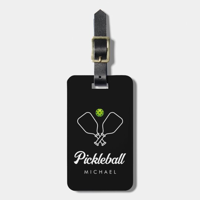Pickleball med Paddles & Boll Personlig Bagagebricka (Vertikal Framsida)