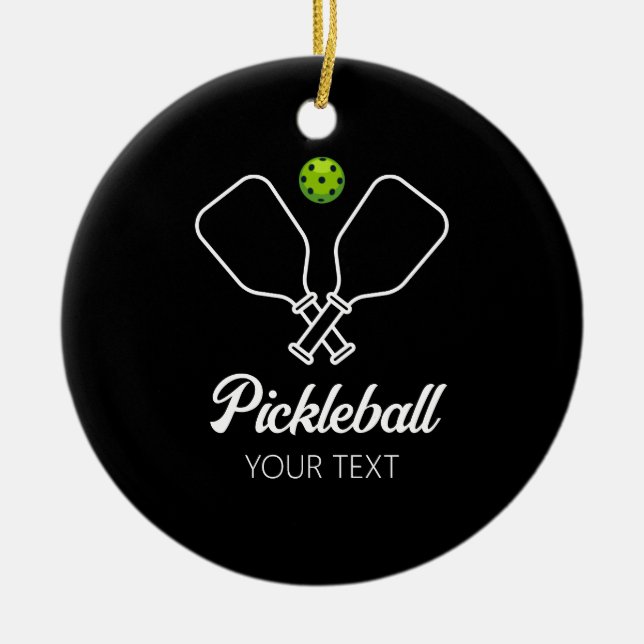 Pickleball med Paddles & Boll Personlig Julgransprydnad Keramik (Framsidan)