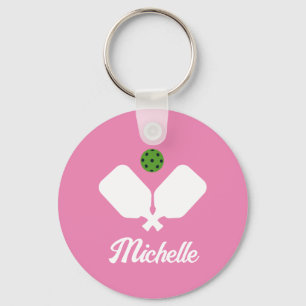 Pickleball med Paddles & Boll Personlig Namn Nyckelring
