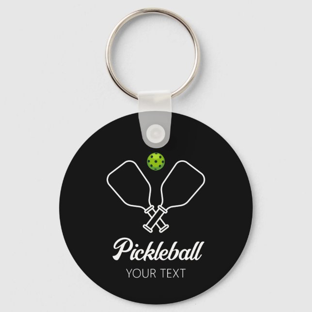 Pickleball med Paddles & Boll Personlig Nyckelring (Framsida)