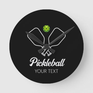 Pickleball med Paddles & Boll Personlig Rund Klocka