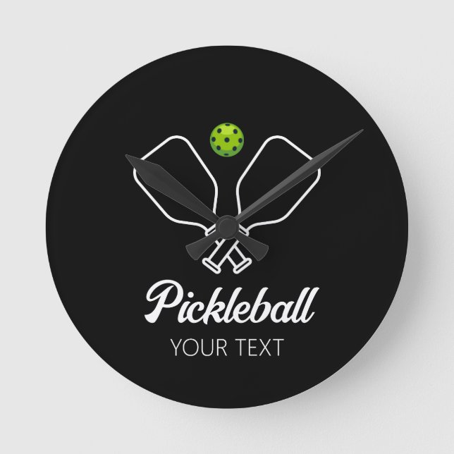 Pickleball med Paddles & Boll Personlig Rund Klocka (Framsida)
