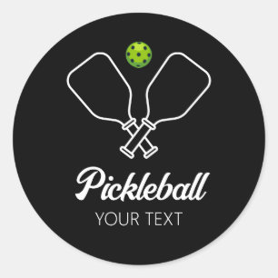 Pickleball med Paddles & Boll Personlig Runt Klistermärke