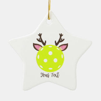 Pickleball med Reindeer Antlers. Funny Pickleball Julgransprydnad Keramik