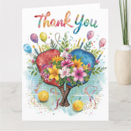 Pickleball med vackra blommor tack kort