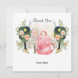 Pickleball med vackra blommor tack kort