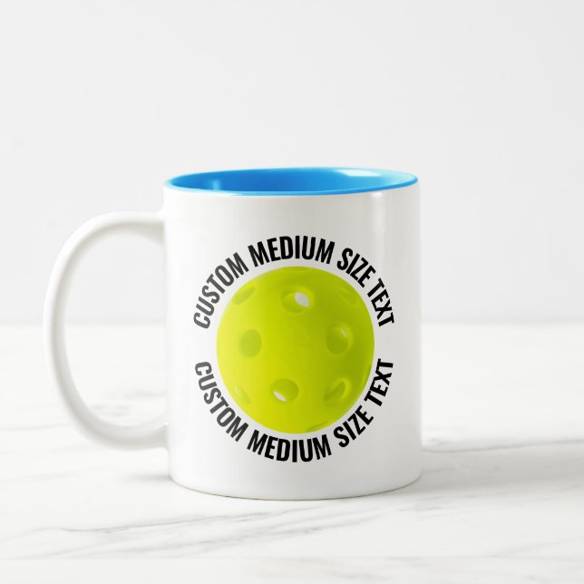Pickleball & Medium Text LJUSBLÅ 330ml Custom Två-Tonad Mugg (Vänster)