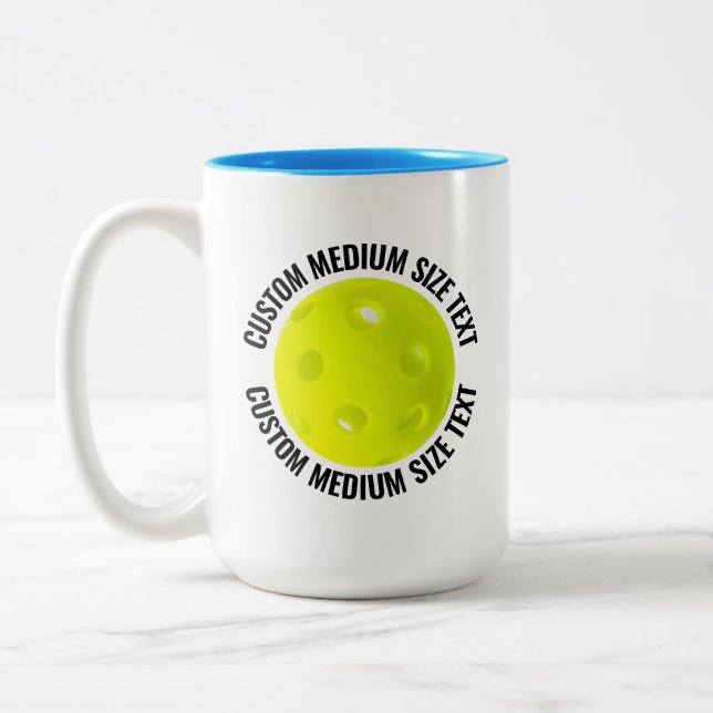 Pickleball & Medium Text LJUSBLÅ 425g Custom Två-Tonad Mugg (Vänster)