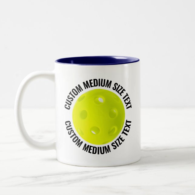 Pickleball & Medium Text MARINBLÅ 330g Custom Två-Tonad Mugg (Vänster)