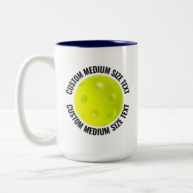 Pickleball & Medium Text MARINBLÅ 425g Custom Två-Tonad Mugg (Vänster)