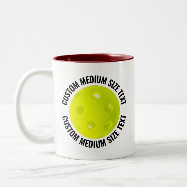 Pickleball & Medium Text MAROON 11oz Anpassad Två-Tonad Mugg (Vänster)