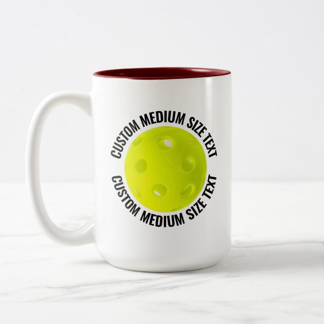 Pickleball & Medium Text MAROON 15oz Anpassad Två-Tonad Mugg (Vänster)