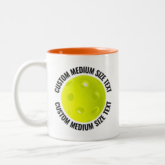 Pickleball & Medium Text ORANGE 11oz Anpassad Två-Tonad Mugg (Vänster)
