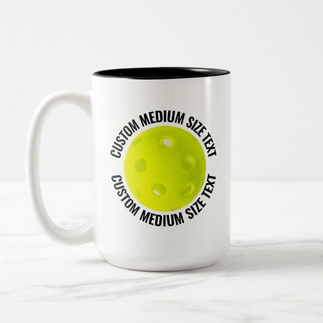 Pickleball & Medium Text SVART 425g Custom Två-Tonad Mugg (Vänster)