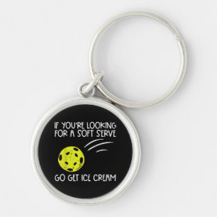 Pickleball Mjuk Serve Få Glass Pickle Boll Mig Rund Silverfärgad Nyckelring