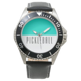 PICKLEBALL Modern Bright Aqua White Färg Block Armbandsur
