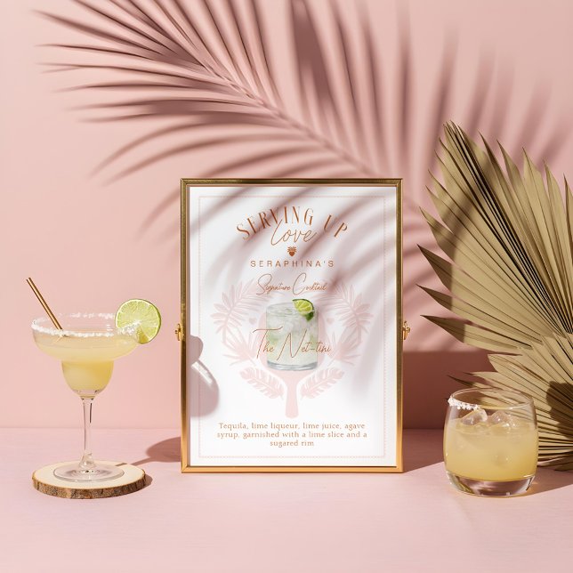 Pickleball Möhippa Watercolor Cocktail Drink Poster (Pickleball Bridal Shower Watercolor Cocktail Drink Poster)