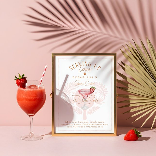 Pickleball Möhippa Watercolor Cocktail Drink Poster (Pickleball Bridal Shower Watercolor Cocktail Drink Poster)