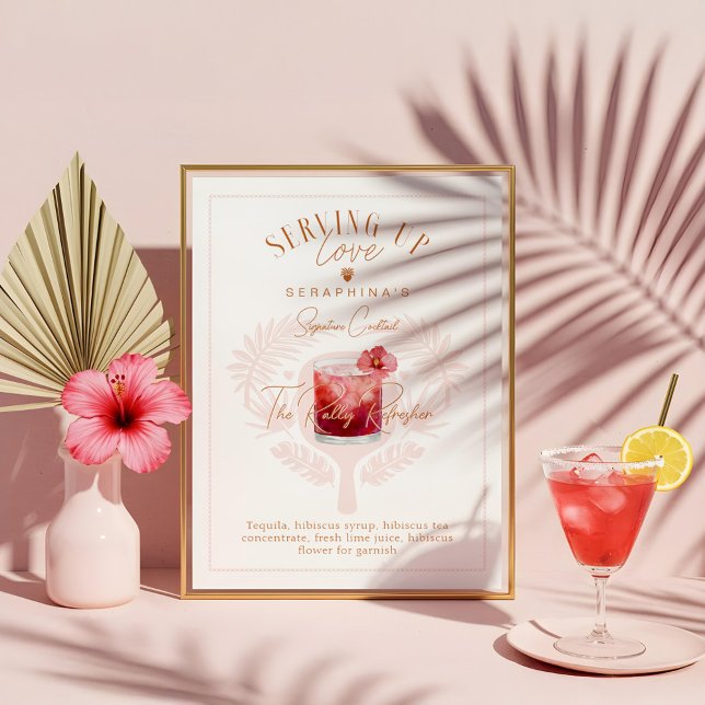 Pickleball Möhippa Watercolor Cocktail Drink Poster (Pickleball Bridal Shower Watercolor Cocktail Drink Poster)