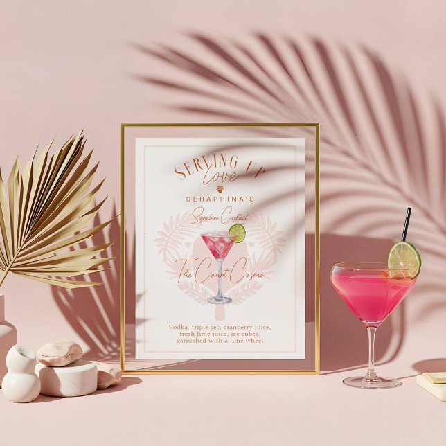 Pickleball Möhippa Watercolor Cocktail Drink Poster (Pickleball Bridal Shower Watercolor Cocktail Drink Poster)