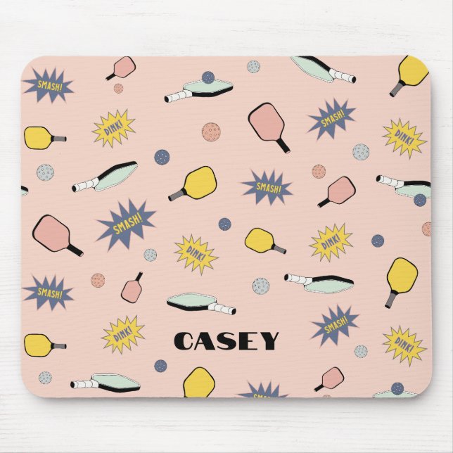 Pickleball Monogram Lägg till Roligten Namn Färgst Musmatta (Framsidan)